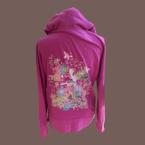 Disney Zip Hoodie | Pink Floral Graphic | Size L | Vintage - Picture 2 of 5